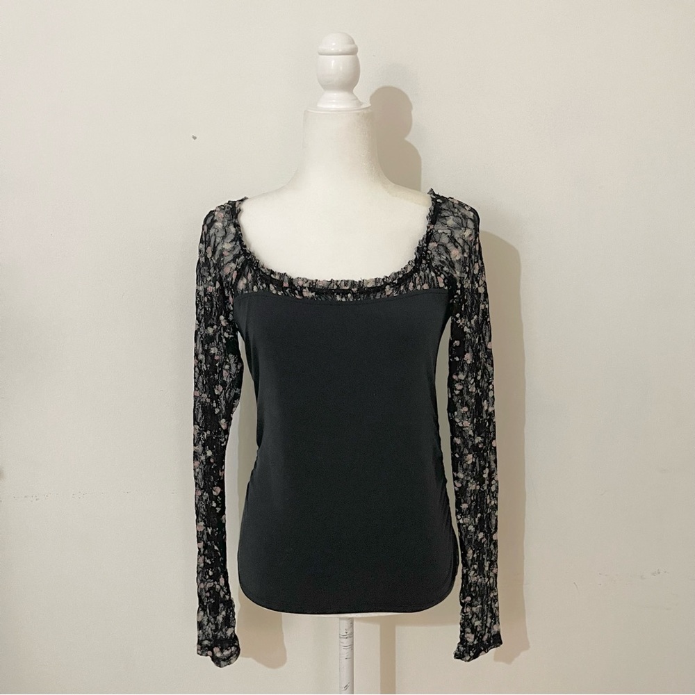 free people josie ruffle top in black